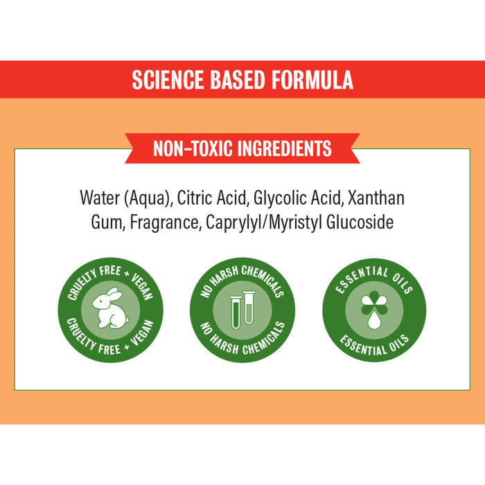 An infographic for Rebel Green Toilet Bowl Cleaner features a red “Non-Toxic Ingredients” banner, plant-based and eco-friendly ingredients, plus icons for Cruelty Free + Vegan, No Harsh Chemicals, and Essential Oils.