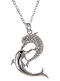 Twin Dolphin Chain Necklace Pendant Plated - ALILANG.COM