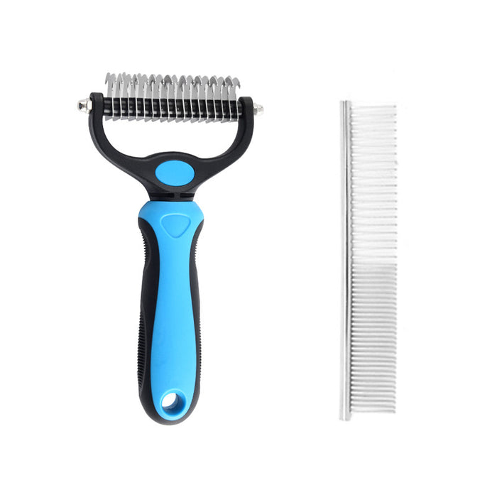 Bagged / Blue Detangling Comb + Needle Comb