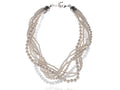 White Ivory Pearl Flapper Layered Multi Strand Long Necklace