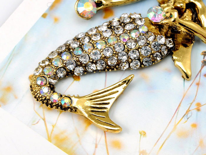 Yellow Iridescent Mermaid Pendant Necklace